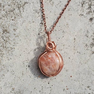 Sunstone Necklace - Sunstone Pendant - Sunstone Crystal - Sunstone - Wire Wrapped Sunstone - Lucky Crystal Necklace