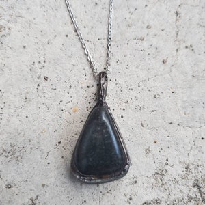 Gold Sheen Obsidian Necklace - Gold Sheen Obsidian Pendant - Soldered Gold Sheen Obsidian - Obsidian Jewelry