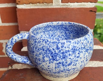 Speckled Blue Cappuccino Cup - Blue and White Cappuccino Cup - Speckled Blue Cappuccino Mug - Blue and White Cappuccino Mug - Cappuccino Cup
