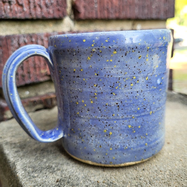 Handmade Light Blue Mug - Light Blue Coffee Cup - Blue and yellow mug - Unique gift idea - Blue Hydrangea Mug