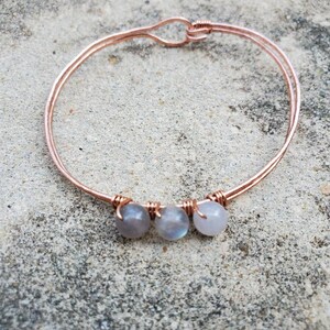 Labradorite Bangle - Labradorite Bracelet - Copper Hammered Bracelet - Labradorite Beaded Bracelet - Labradorite Crystal Jewelry