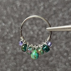 Driehoek septumring, 18 g 16 g chirurgisch stalen helix- of neusgatpiercing, handgemaakte Mermaidcore-lichaamssieraden