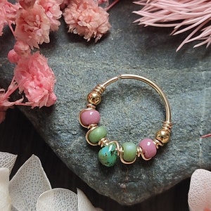 Pastel Septum Ring, Unique Gold Filled Helix Earring or Nose Piercing Hoop, Handmade Unique Body Jewelry image 3