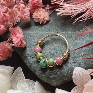 Pastel Septum Ring, Unique Gold Filled Helix Earring or Nose Piercing Hoop, Handmade Unique Body Jewelry