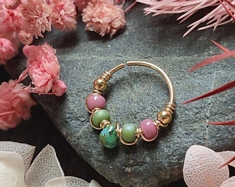 Pastel Septum Ring, Unique Gold Filled Helix Earring or Nose Piercing Hoop, Handmade Unique Body Jewelry