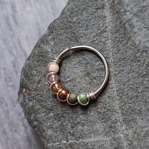 Spring Vibes Nose Ring, Surgical Steel Hoop for Cartilage, Helix, Nostril or Rook, Cute Nostril Ring with Beads