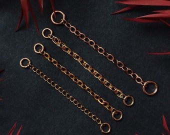 Piercing Chain for Nose, Industrial or Bridge Piercing in 14k Gold Filled and Rose Gold, Dainty Handmade Ear Jacket