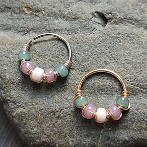 Transgender Pride Piercing Ring, LGBTQ+ Pride Jewelry,  Surgical Steel or 14k Gold Filled Nose or Septum Hoop