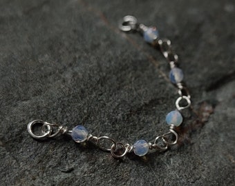 Opalite Nostril Chain, Handmade in 925 Sterling Silver, Alternative Industrial Jewelry