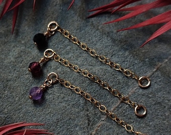 Gemstone Chain for Nose, Industrial, Conch or Bridge Piercing in 14k Gold Filled, Gothic Dark Academia Body Jewelry