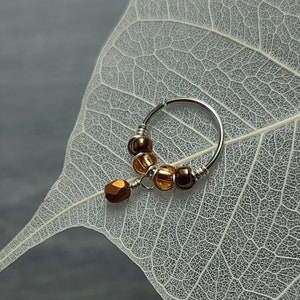 Boho Dangle Helix Hoop, Handmade Piercing Jewelry with Glass Beads, Sterling Silver, Gold Filled or Surgical Steel image 2