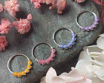 Summer Nose Ring, Surgical Steel Hoop for Cartilage, Helix, Nostril or Tragus, Cute Nose Ring with Beads