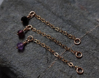 Gemstone Chain for Industrial, Helix or Conch Piercing in 14k Gold Filled, Gothic Body Jewelry