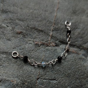 Onyx und Labradorit Piercing Kette, 925 Sterling Silber und Edelstein Schmuck