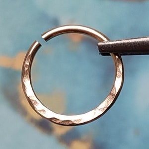 Gold Filled Septum Ring with Hammered Texture, Unique Handmade Body Jewelry, 18g Piercing Hoop image 4