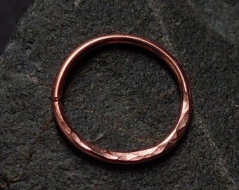 Rustic Copper Nose Ring, Hammered Textured Earrings, Handmade Witchy Huggie Hoop