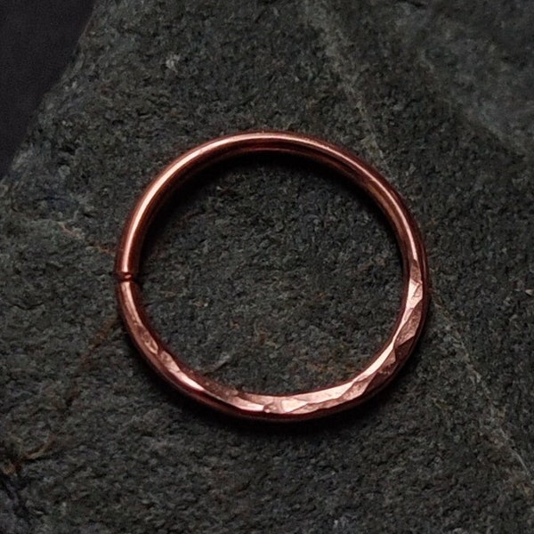 Rustic Copper Nose Ring, Hammered Textured Earrings, Handmade Witchy Huggie Hoop