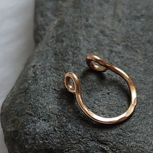 Fake Septum Cuff, Textured 14k Gold Filled, Handmade Clip On Body Jewelry, Dainty Nose Cuff image 5