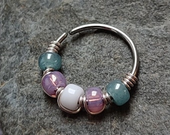 Transgender Pride Piercing Ring, LGBTQIA+ Jewelry,  Surgical Steel or 14k Gold Filled Nose or Septum Hoop