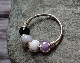 Asexual Flag Nose Ring: Surgical Steel Septum Jewelry, Subtle Pride Gift