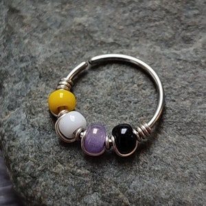 Nonbinary Pride Flag Beaded Nose Ring, Septum or Nostril hoop, Handmade Subtle Pride LGBTQ+ Enby Gift