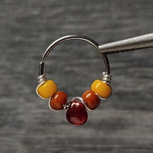 Autumn Nose Ring, 20g Surgical Steel Cartilage, Helix or Ear Piercing, Handmade Hippie Body Jewelry