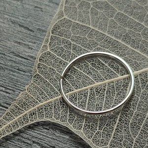 Extra Thin Silver Nose Ring, 22g Recycled Silver Body Jewelry, Seamless Sleeper Hoops, Argentium Earrings image 1