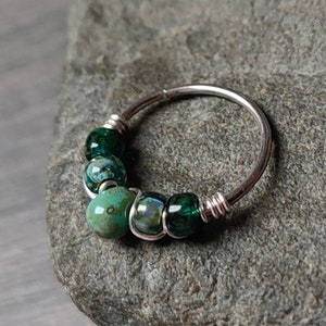 Turquoise Nose Ring, 316 Surgical Steel Helix or Nostril Piercing, Handmade Bohemian Body Jewelry