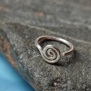 Spiral Hoop for Nostril or Cartilage, Handmade Artisan Body Jewelry, Dainty Helix or Tragus Piercing Ring