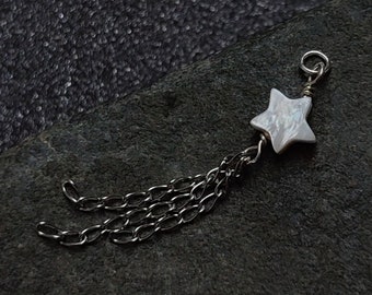 Shooting Star Piercing Charm, White Shell Helix, Industrial or Conch Add-On, Dainty Celestial Jewelry
