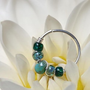 Turquoise Nose Ring, 316 Surgical Steel Helix or Nostril Piercing, Handmade Bohemian Body Jewelry