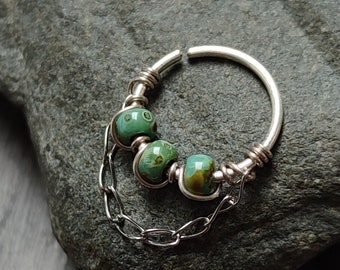 Chain Helix Ring, Handmade Cartilage or Nose Piercing Hoop, Sterling Silver, Surgical Steel or Gold