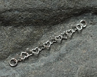 Heart Piercing Chain, Dainty Sterling Silver Nose, Industrial, Conch or Bridge Chain, Alternative Nostril Nasalang Style Chain