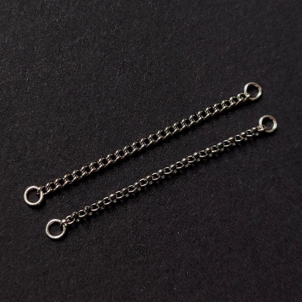 Stainless Piercing Chain for Industrial, Bridge, Double Nostril Piercings, Handmade Alternative Gothic Steel Ear Jacket