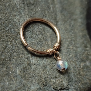 Labradorite Helix Ring, Gemstone Charm Handmade Cartilage Jewelry in 14k Gold Filled, Cute Dangle Earring