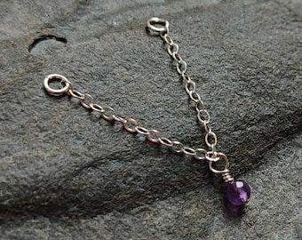 Gemstone Industrial Piercing Chain, Conch Jewelry in 925 Sterling Silver, Alternative Jewelry