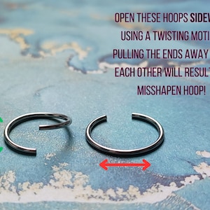 Extra Thin Silver Nose Ring, 22g Recycled Silver Body Jewelry, Seamless Sleeper Hoops, Argentium Earrings image 5