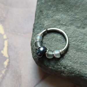 Teardrop Septum Ring Monochrome, Continuous Surgical Steel Cartilage or Nose Piercing, Handmade Body Jewelry