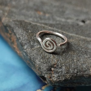 Spiral Hoop for Nostril or Cartilage, Handmade Artisan Body Jewelry, Dainty Helix or Tragus Piercing Ring