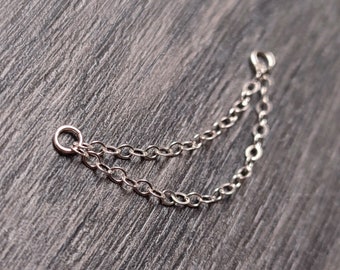 Double Piercing Chain in 925 Sterling Silver, Nose, Industrial, Conch or Bridge Chain, Dainty Nostril Nasalang Style Chain