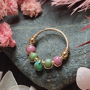 Pastel Septum Ring, Unique Gold Filled Helix Earring or Nose Piercing Hoop, Handmade Unique Body Jewelry image 4