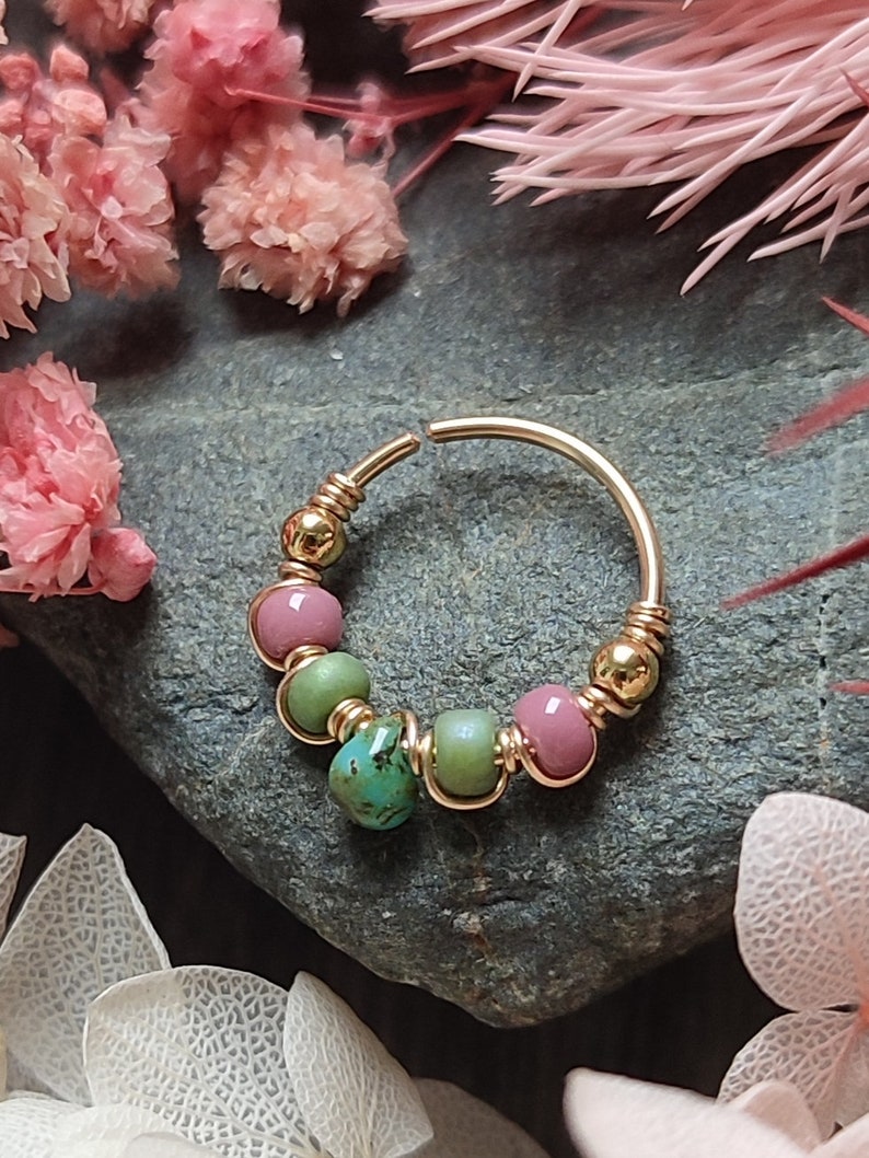 Pastel Septum Ring, Unique Gold Filled Helix Earring or Nose Piercing Hoop, Handmade Unique Body Jewelry image 4