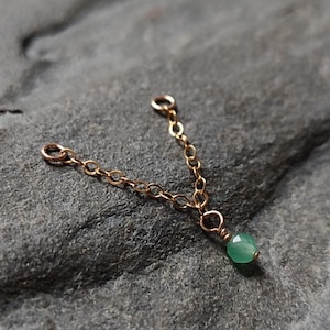 Catena da piercing industriale con 9 opzioni di pietre preziose in oro 14k riempito, gioielli alternativi a conchiglia o elica, unici fatti a mano