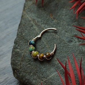 Septum Clicker in Boho Earth Tones, 316 Surgical Steel Hinged Cartilage Piercing Jewelry, Unique Body Jewelry image 4