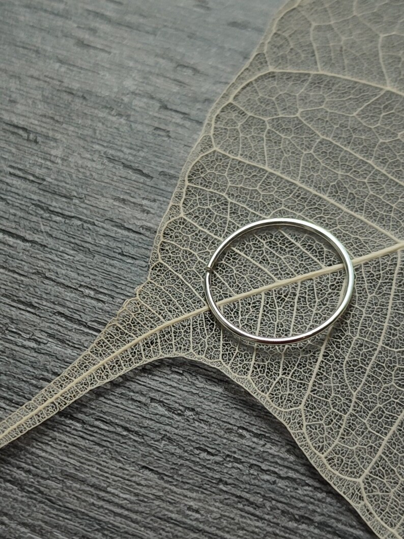 Extra Thin Silver Nose Ring, 22g Recycled Silver Body Jewelry, Seamless Sleeper Hoops, Argentium Earrings image 1