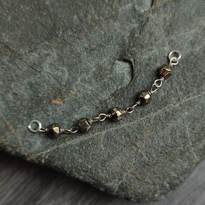 Hematite Industrial Chain, Handmade 925 Sterling Silver Gemstone Double Nostril Chain, Alternative Gothic Piercing Jewelry