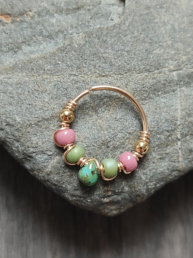 Pastel Septum Ring, Unique Gold Filled Helix Earring or Nose Piercing Hoop, Handmade Unique Body Jewelry image 5