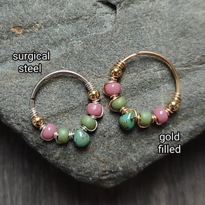 Pastel Septum Ring, Unique Gold Filled Helix Earring or Nose Piercing Hoop, Handmade Unique Body Jewelry image 2