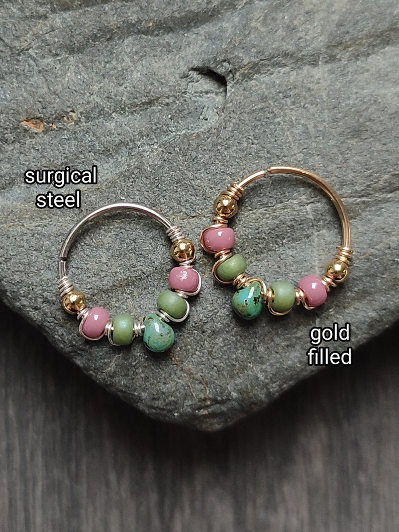 Pastel Septum Ring, Unique Gold Filled Helix Earring or Nose Piercing Hoop, Handmade Unique Body Jewelry image 2