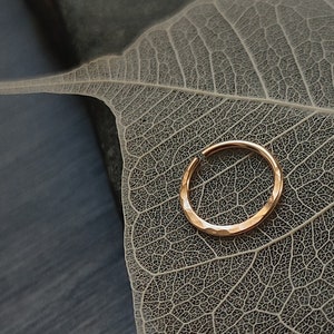 Gold Filled Septum Ring with Hammered Texture, Unique Handmade Body Jewelry, 18g Piercing Hoop image 2